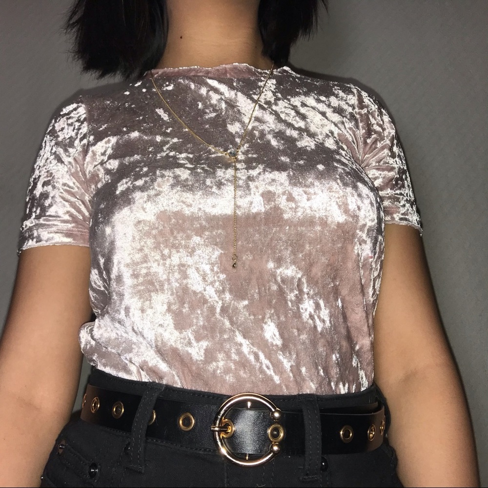 Pink velvet shirt